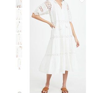 En Saison Tiered Lace Detail Midi Dress White XS